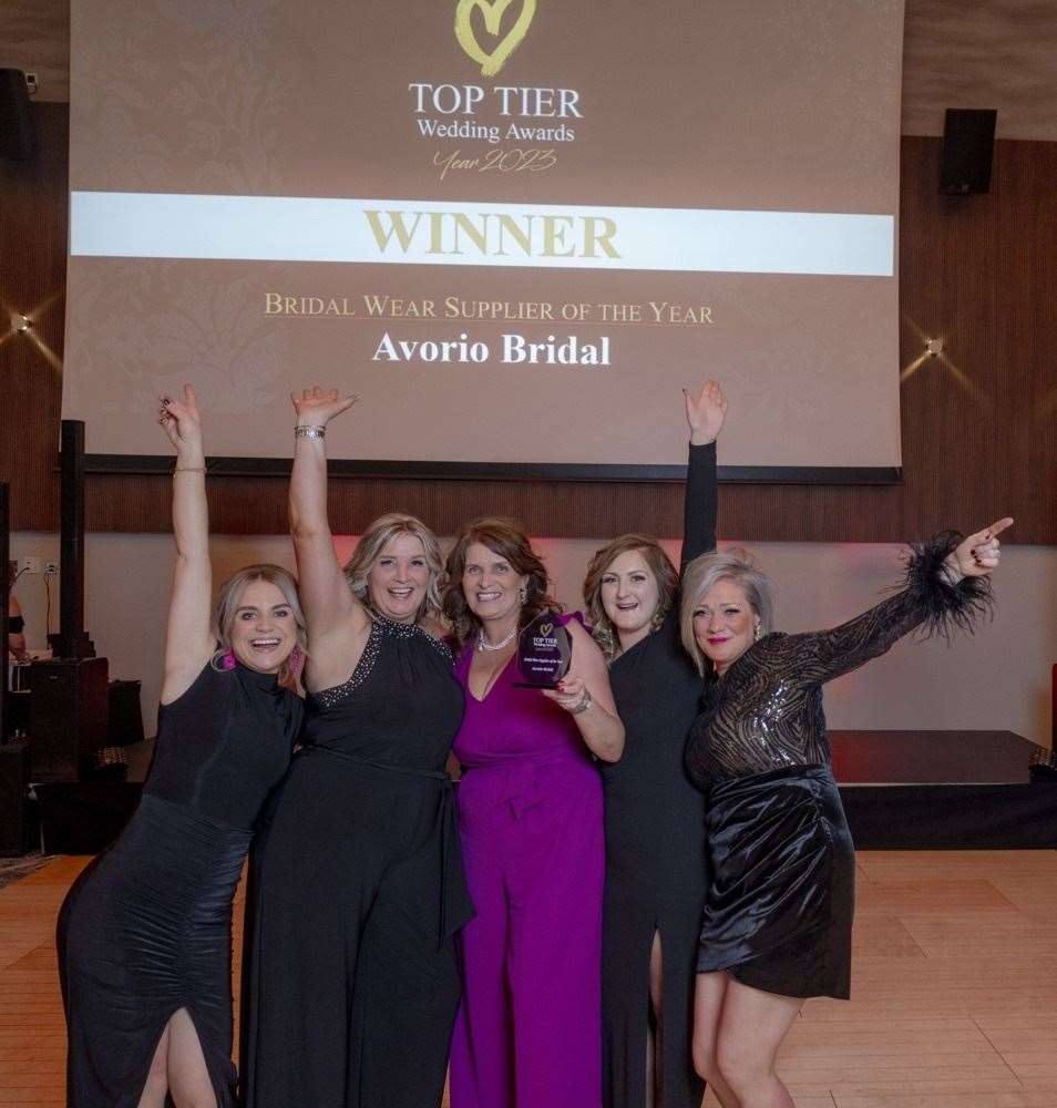 Feeling just champion are the Avorio Bridal team (from left) Carly Aitken, Leigh-Anne Murray, Sonia Pozzi, Gemma Innes and Ashley Smith. Picture: @aberdeenphoto.com