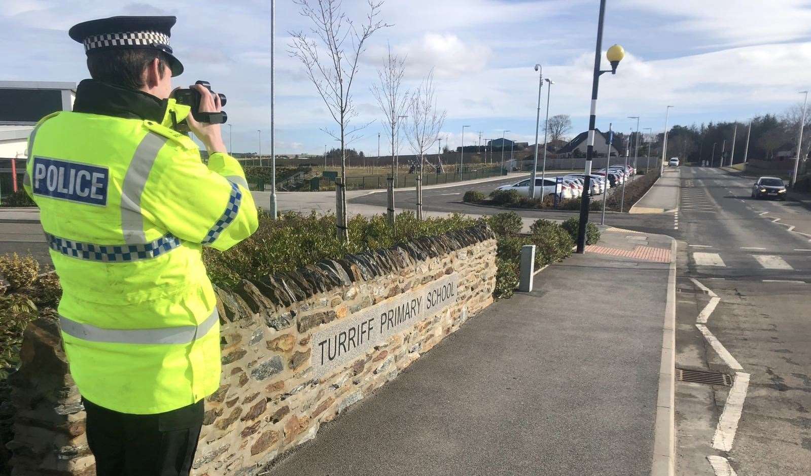 Speeding near Turriff School was addressed by officers on Monday.