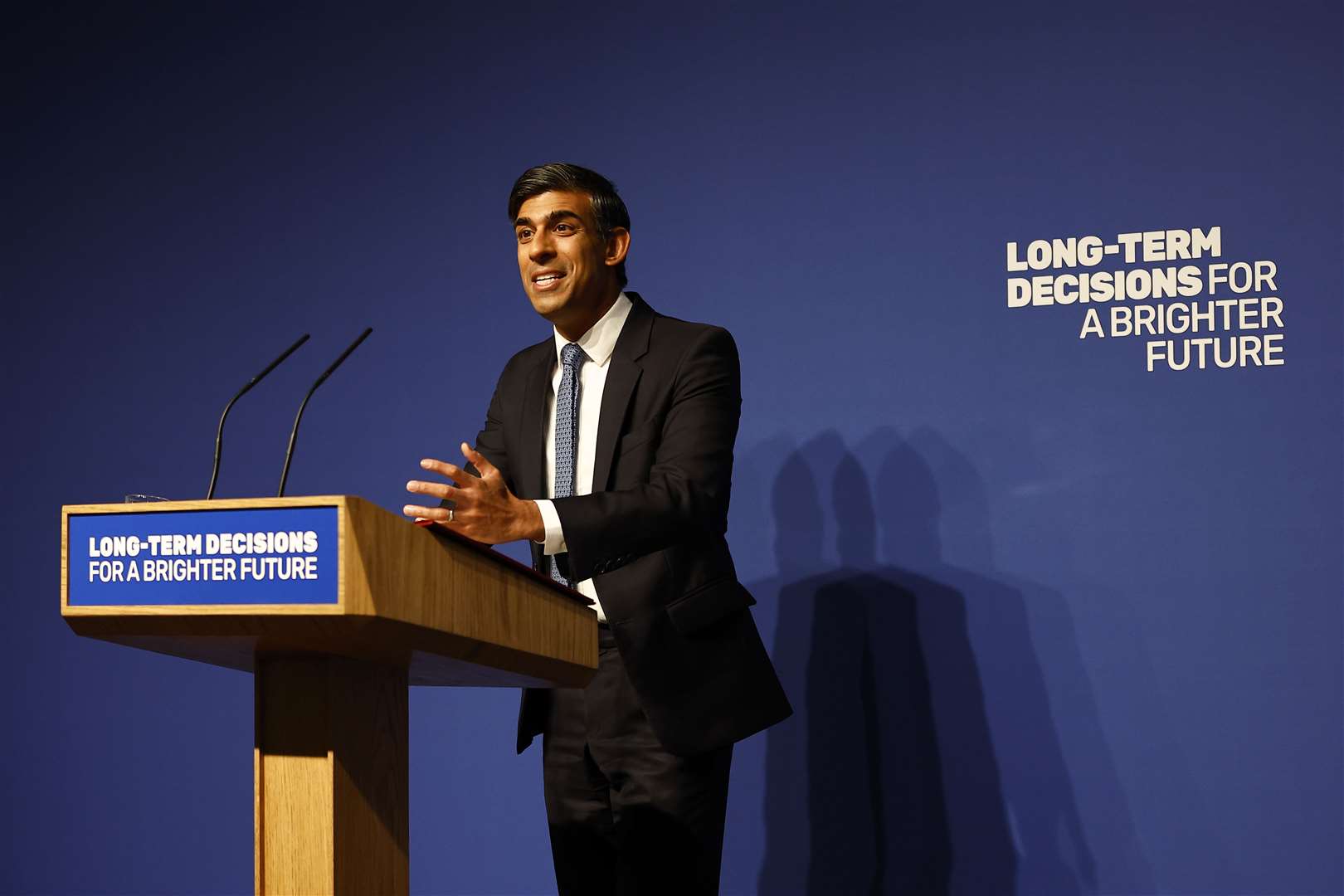 Prime Minister Rishi Sunak delivers a speech at the Royal Society in London setting out how he will address the dangers presented by AI while harnessing its benefits (Peter Nicholls/PA)