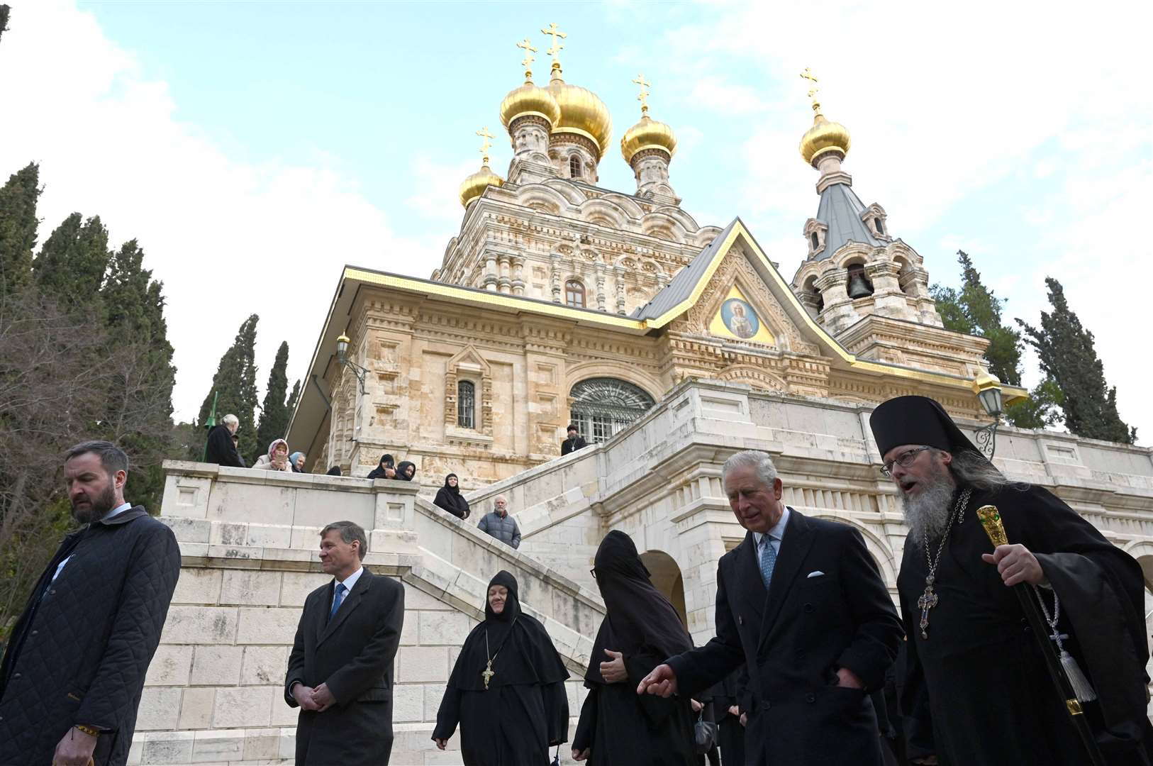 Charles during a visit to the Church of Mary Magdalene on the Mount of Olives in East Jerusalem in 2020. Neil Hall/PA Wire