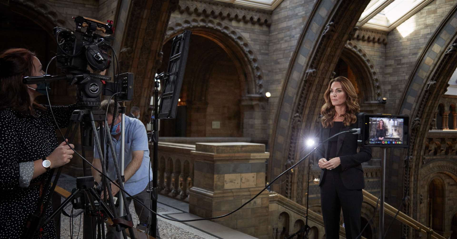Kate being filmed in the museum (Natural History Museum/PA)