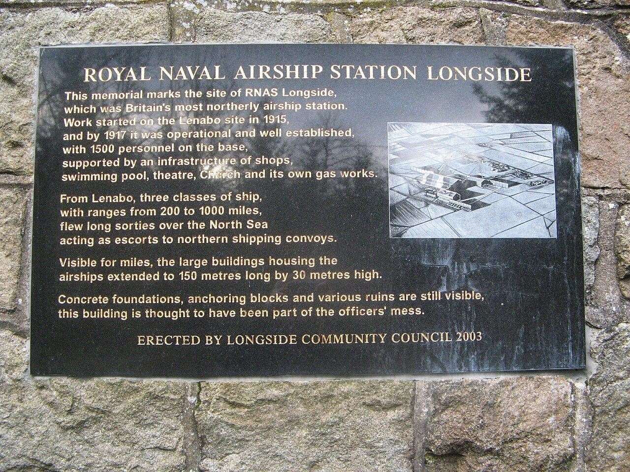 A plaque marks the location of the airship base.