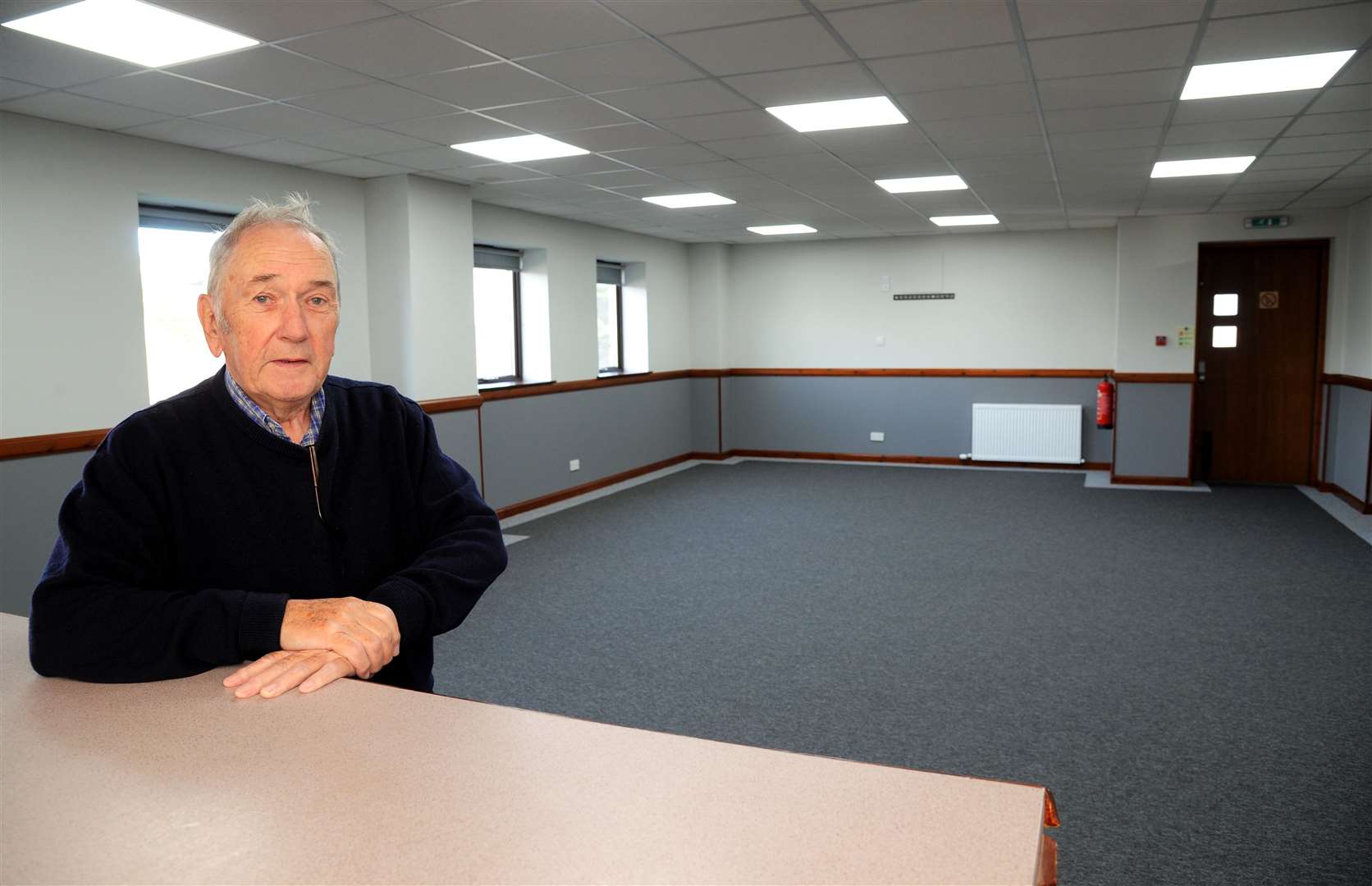 Bob McLardy, Princess Royal Sports and Community Trust chairman, in one of the repainted and re-carpeted multi-purpose areas of the Banff centre. Picture: Eric Cormack.