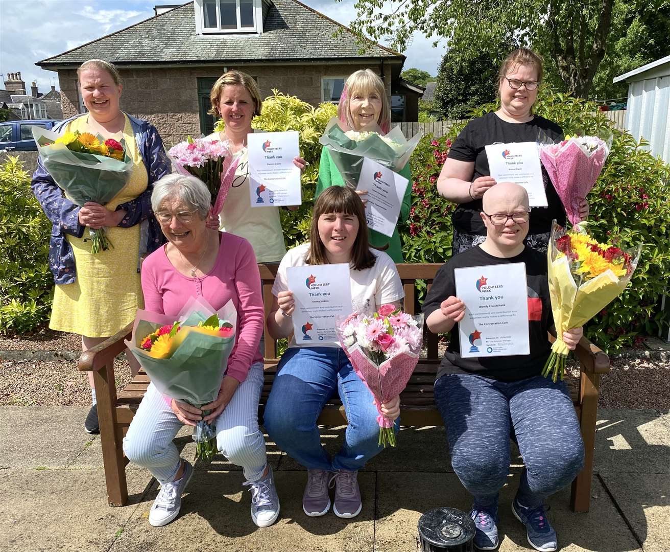 Aimee Shand, Emma Sinkins, Pam Green, Wendy Cruickshank, Helen McIntyre and Helen Henderson and Patsy Clark were presented with gifts in thanks for their volunteer work. Picture: Phil Harman