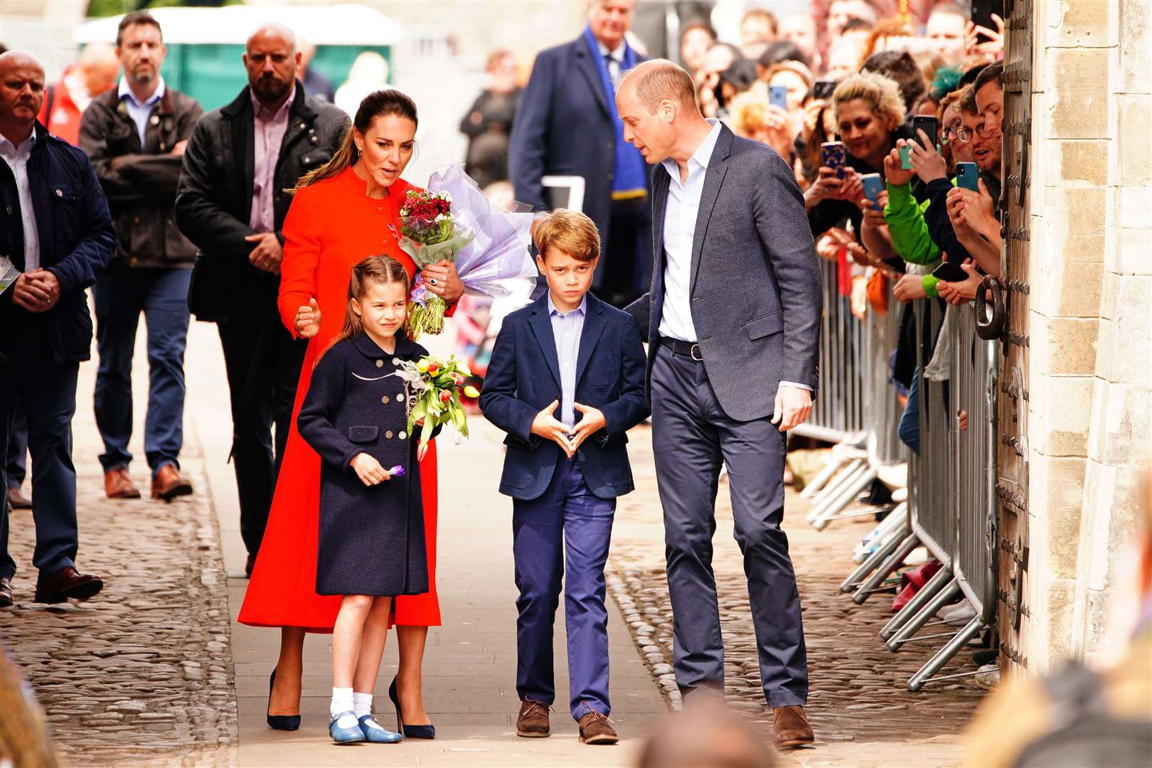 The Duke and Duchess of Cambridge, Prince George and Princess Charlotte made a surprise visit to Cardiff Castle on Saturday (Ben Birchall/PA)