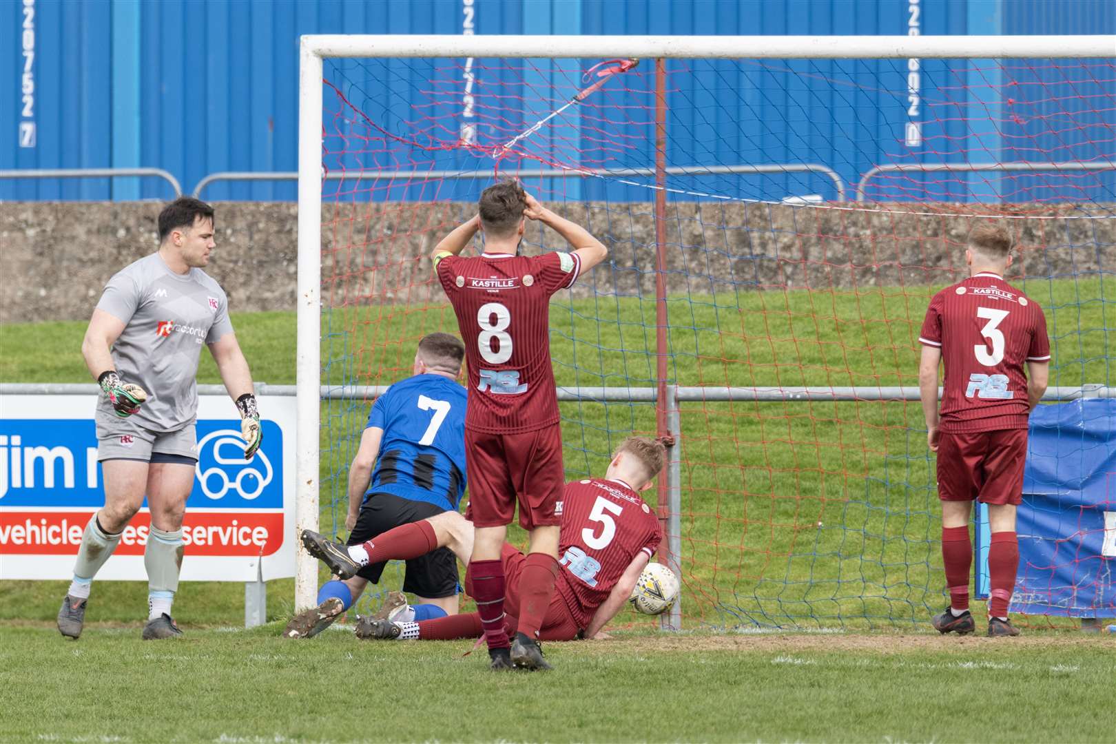 Huntly's equaliser - an own goal by Ewan Murray. Picture: Beth Taylor.