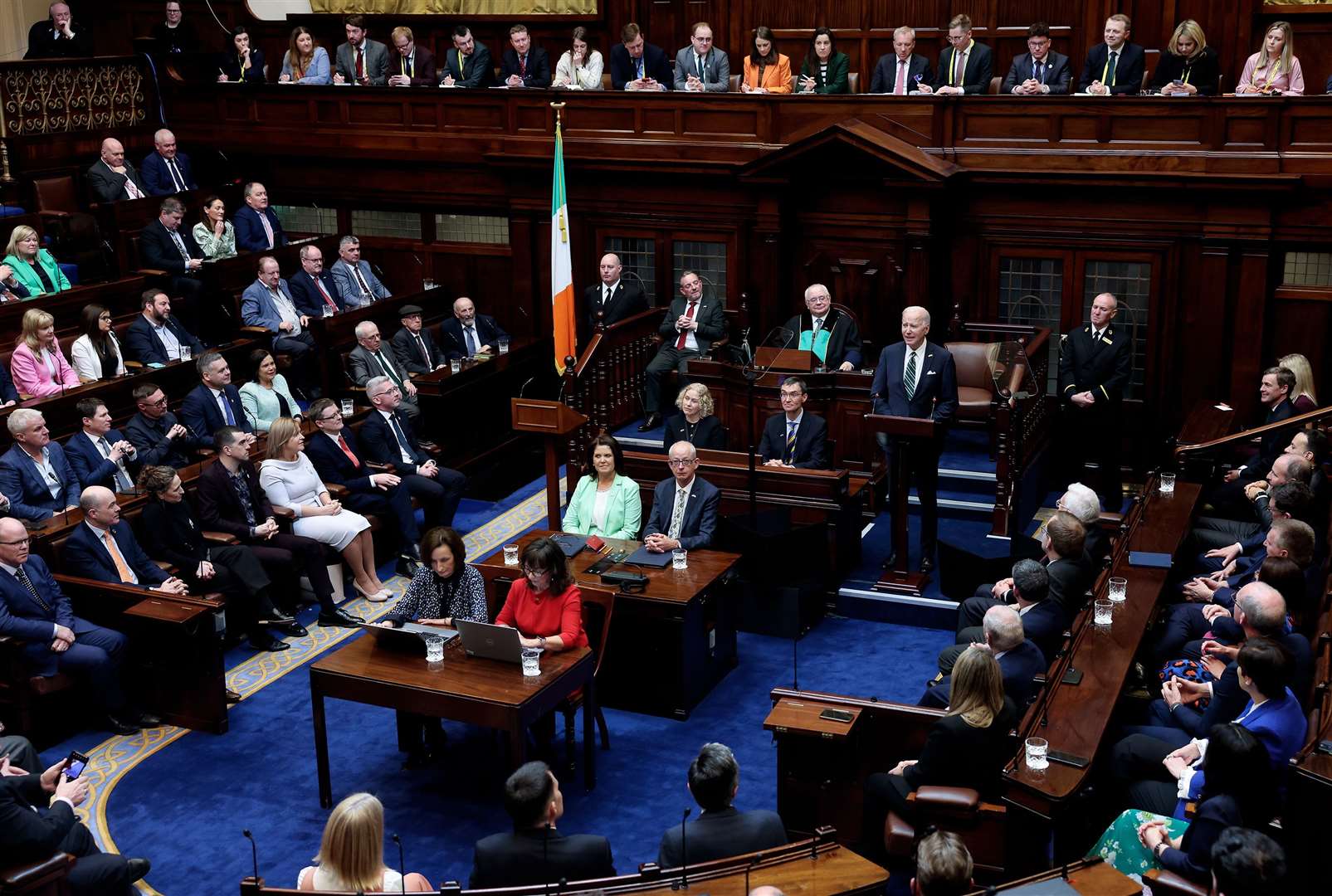 Joe Biden addressing the Oireachtas Eireann (Tony Maxwell/PA)