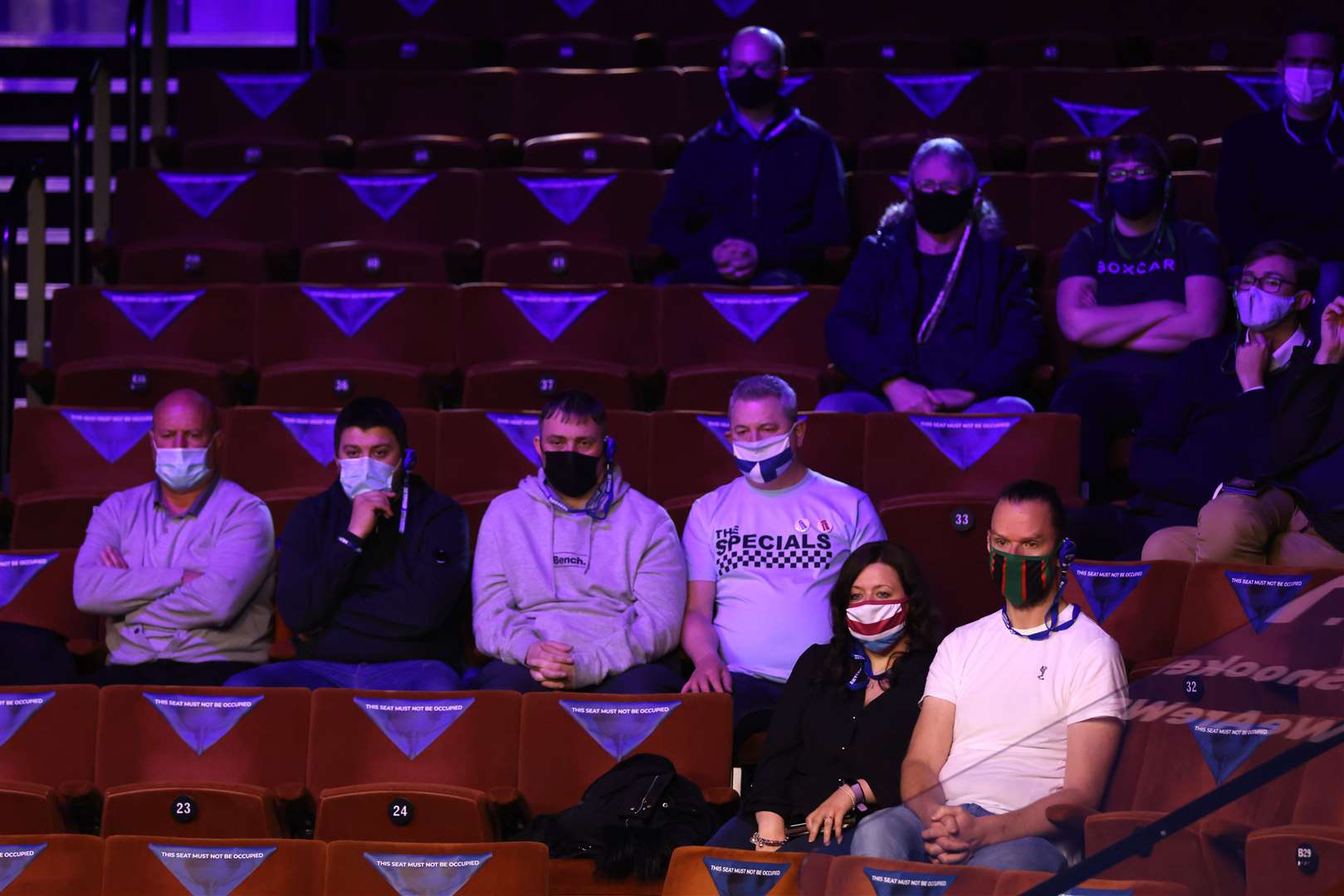 Spectators wearing face masks during Saturday’s Betfred World Snooker Championships at The Crucible, Sheffield (George Wood/PA)