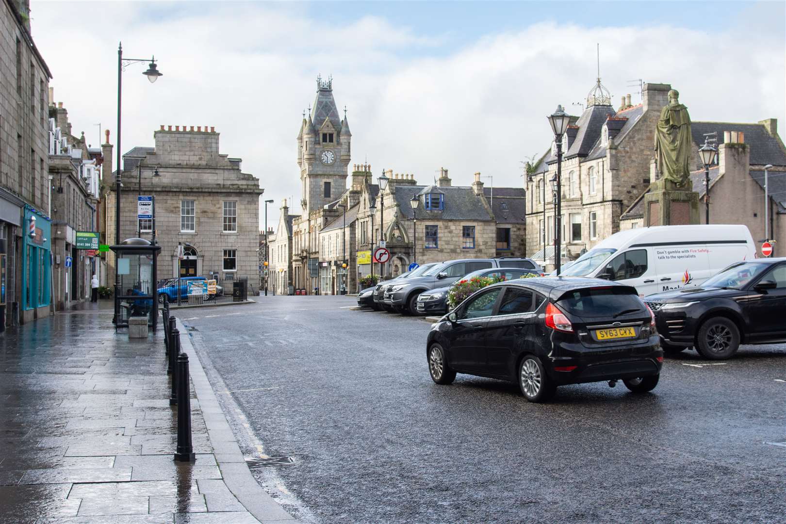 A project to look at traffic patterns and foot movements around the town which could lead to a reduction in traffic is under way in Huntly. Picture: Daniel Forsyth.