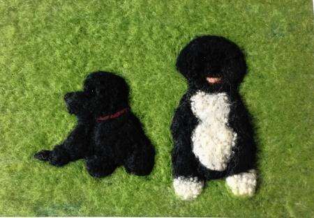 The Obama dogs, Sunny and Bo in the needle felt picture.