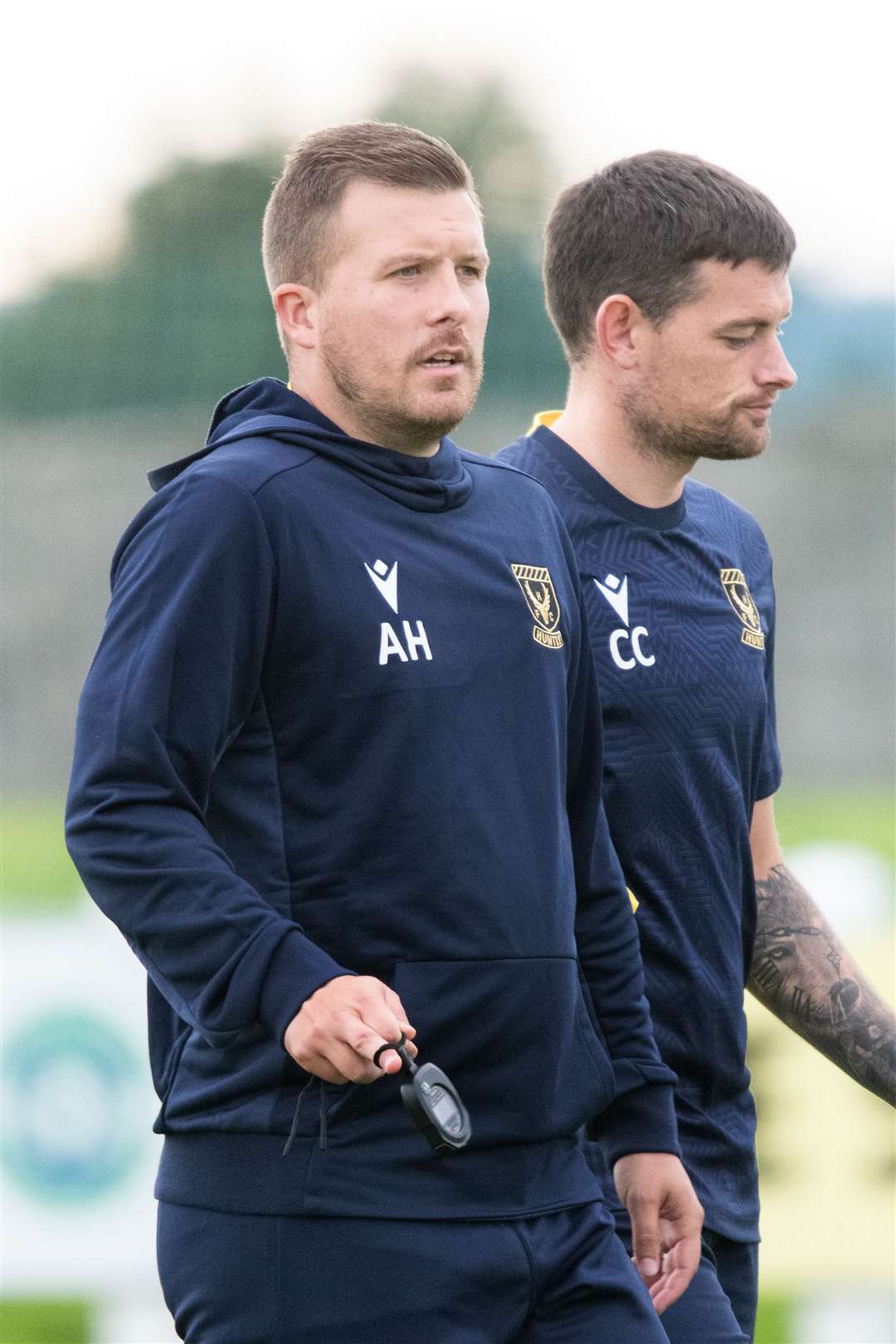 Colin Charlesworth (right) alongside Allan Hale, the man he is replacing as Huntly boss. Picture: Daniel Forsyth