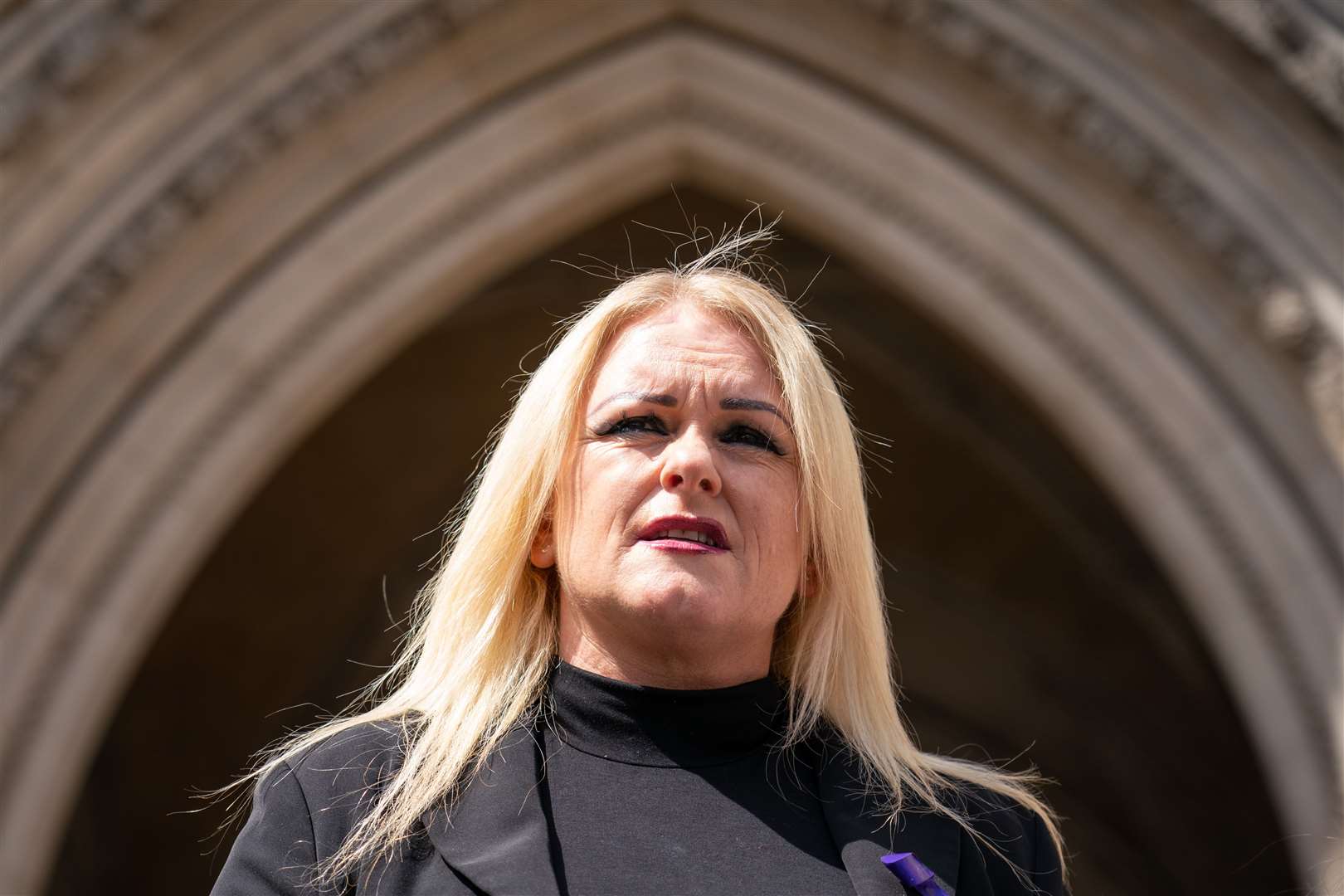 The mother of Archie Battersbee, Hollie Dance, speaks to the media outside the Royal Courts of Justice, London (Dominic Lipinski/PA)
