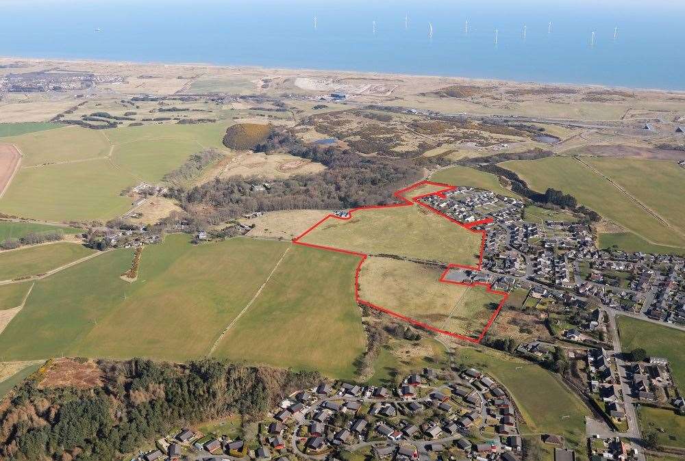 The new housing at Potterton would be built in the area outlined in red.