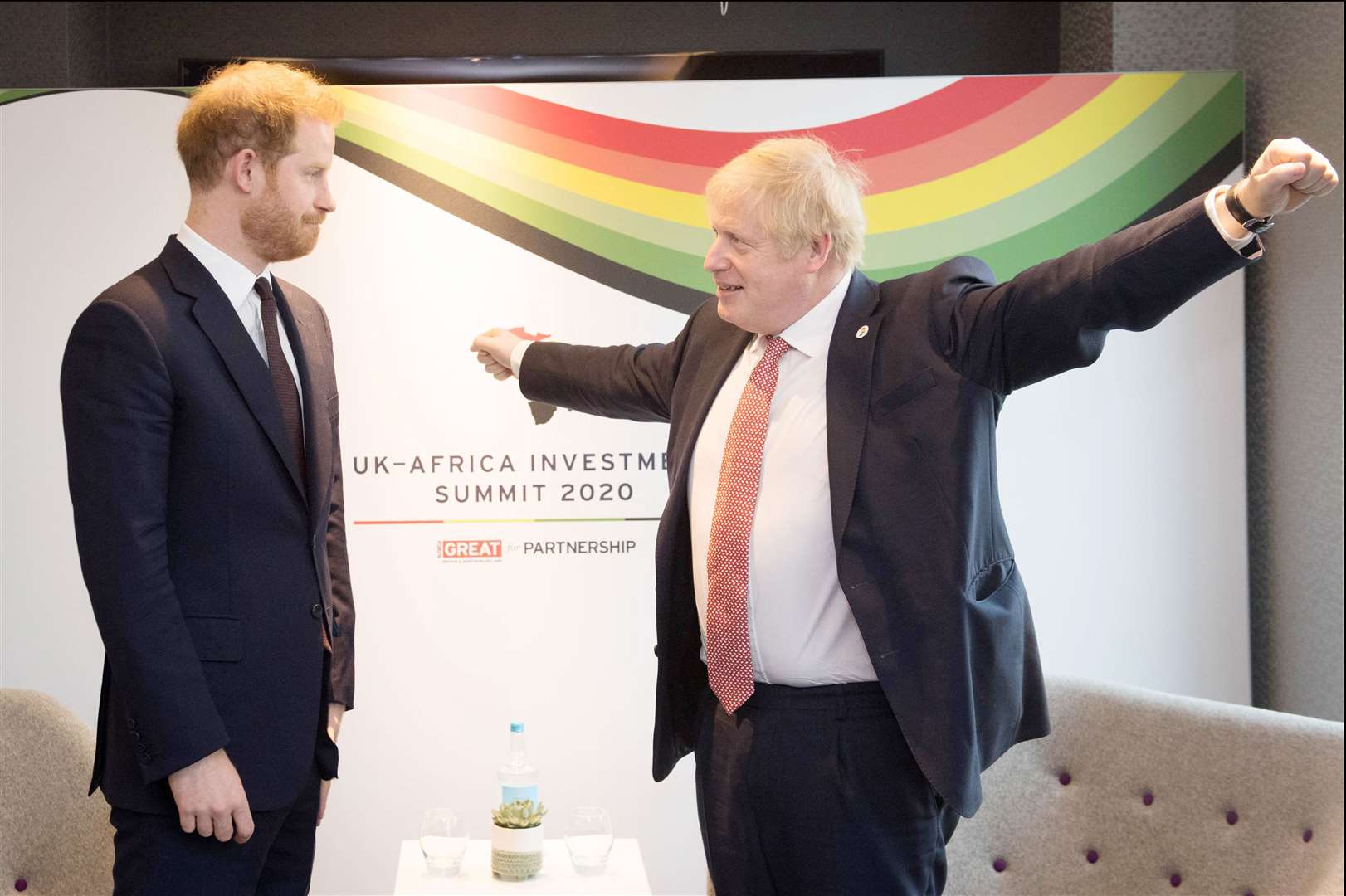 It would be a memorable year for both the Duke of Sussex and the Prime Minister. They met at the UK-Africa Investment Summit in late January (Stefan Rousseau/PA)