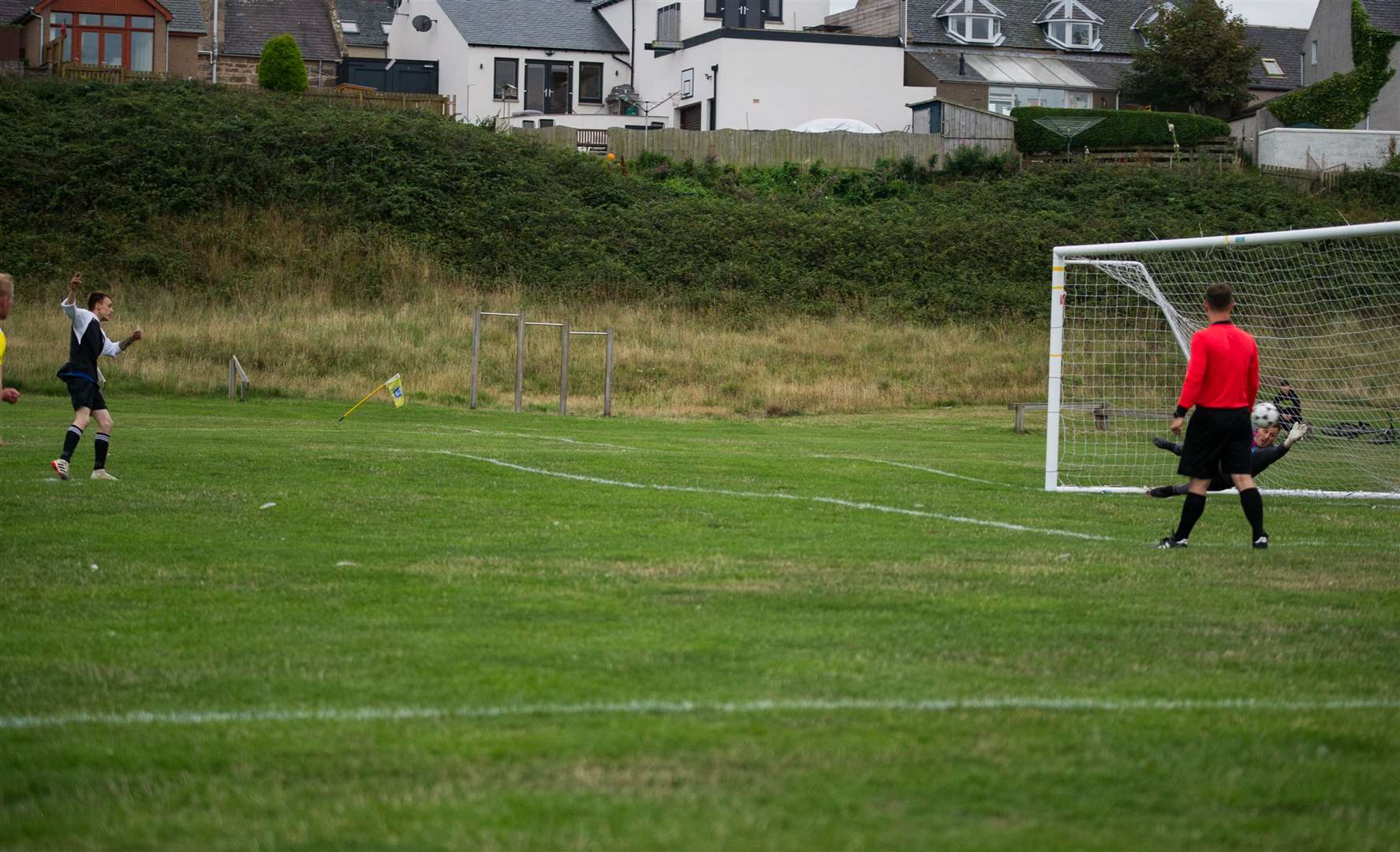 Buckie United's equaliser, Paul Mellon scores from the spot..Picture: Becky Saunderson..