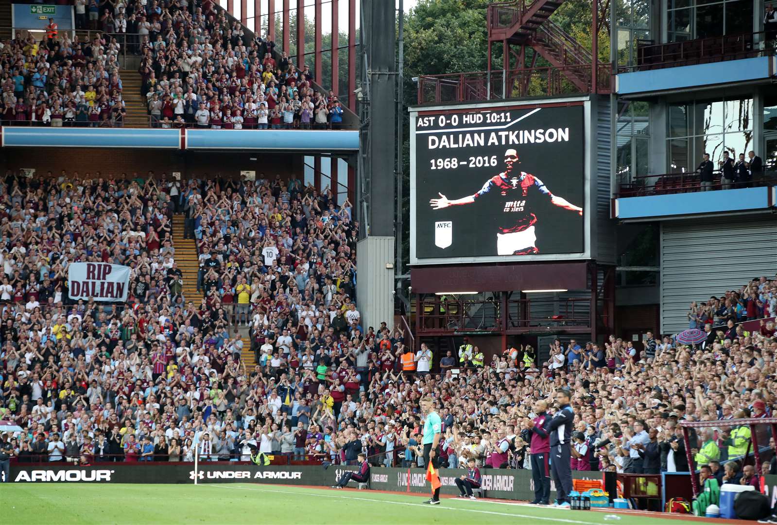 A tribute to Dalian Atkinson at Villa Park after his death in 2016 (Nick Potts/PA)