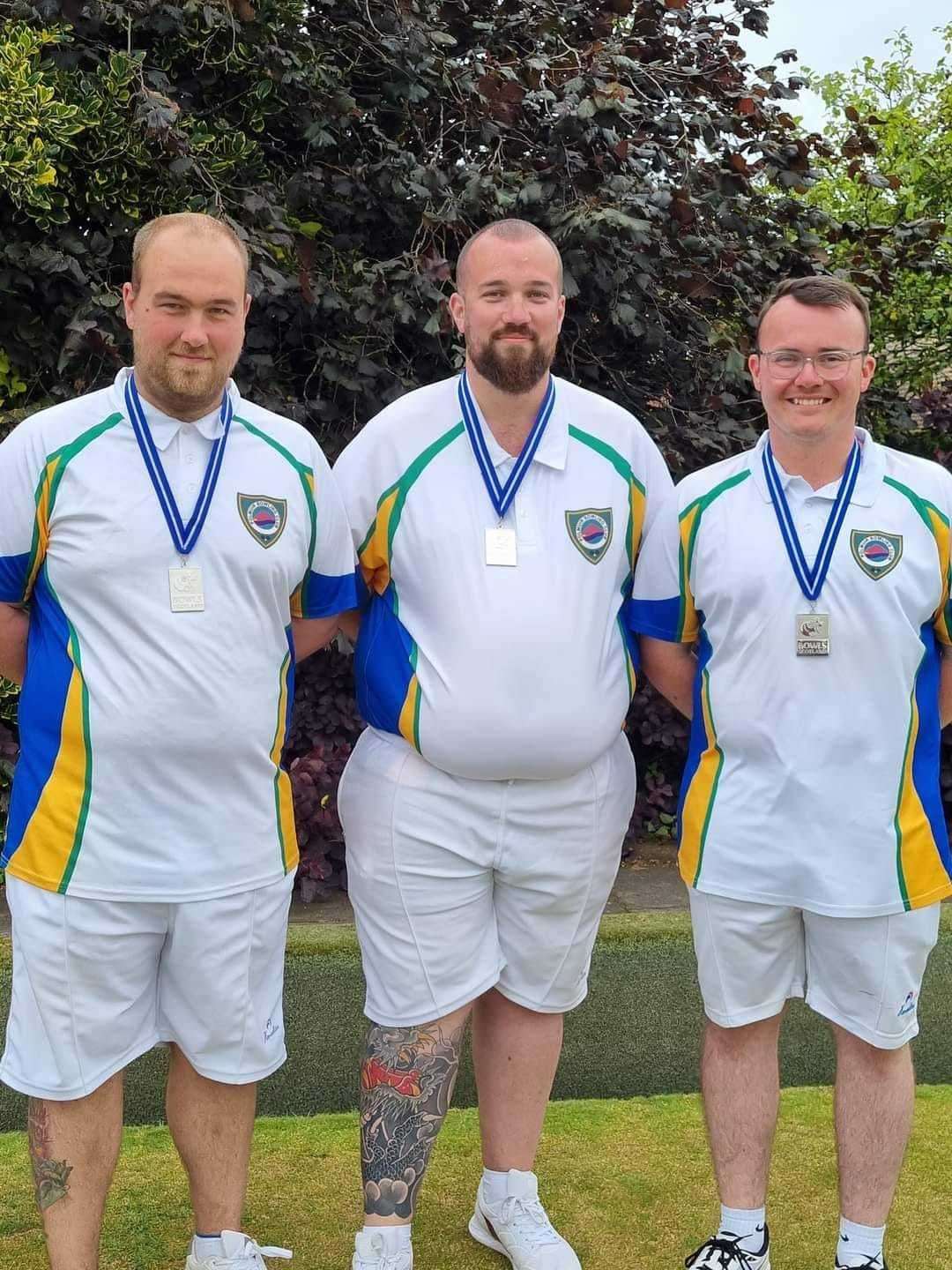 The team from Polmuir Bowling Club of Callum Brown, Keith Edment and Callum Work took silver in the gents triples.