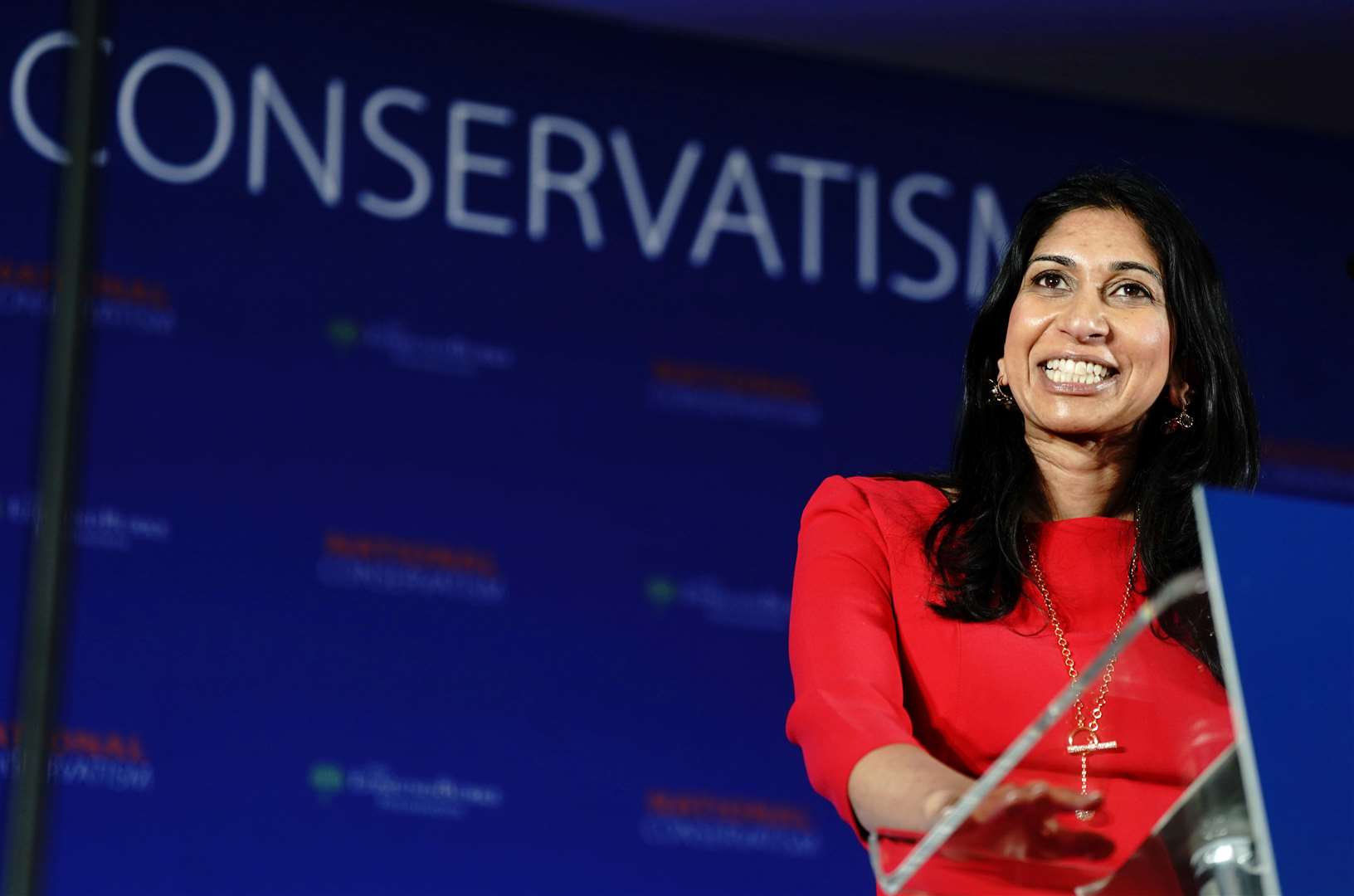 Home Secretary Suella Braverman speaking during the National Conservatism Conference this week (Victoria Jones/PA)