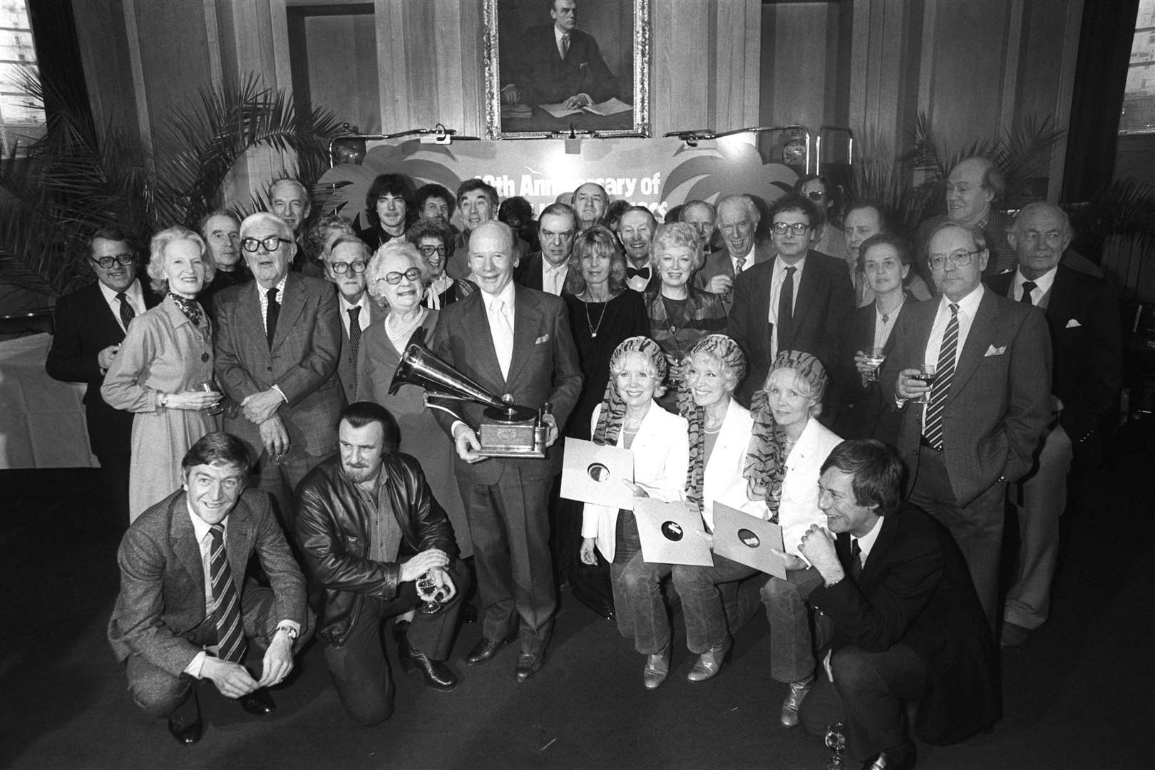 Desert Island Discs presenter Roy Plomley with some of his guests, including Sir Michael, bottom left (PA)