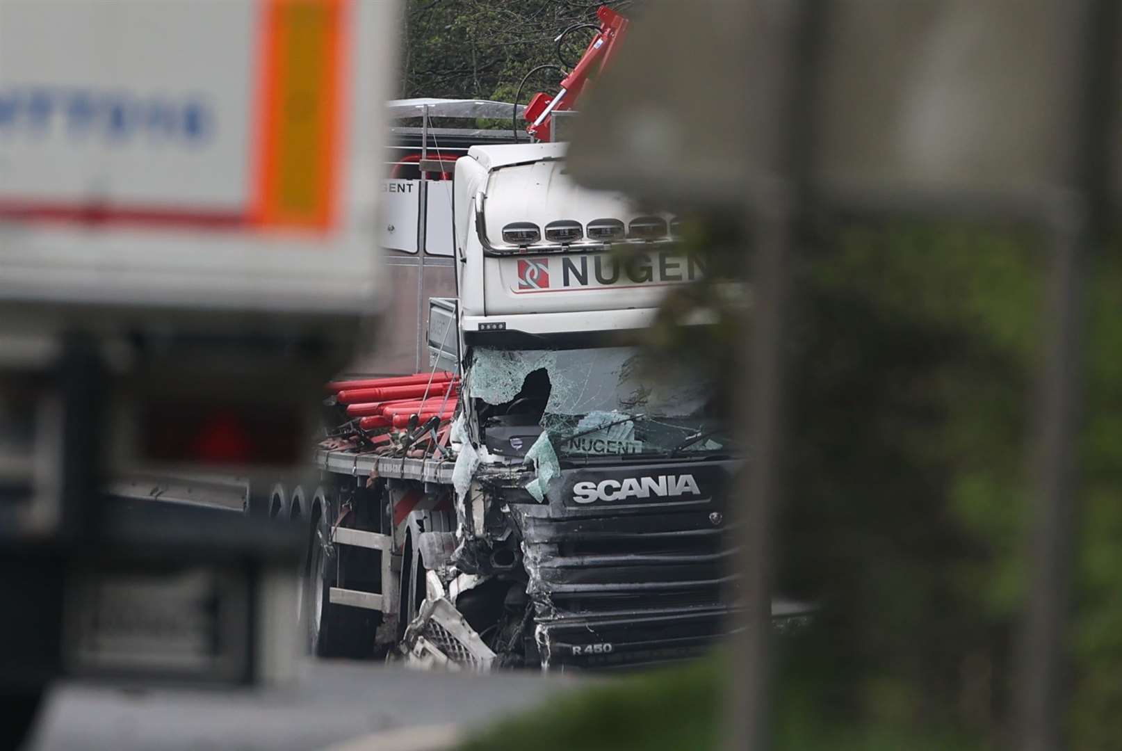 The scene on the A5 following Thursday’s crash (Liam McBurney/PA)