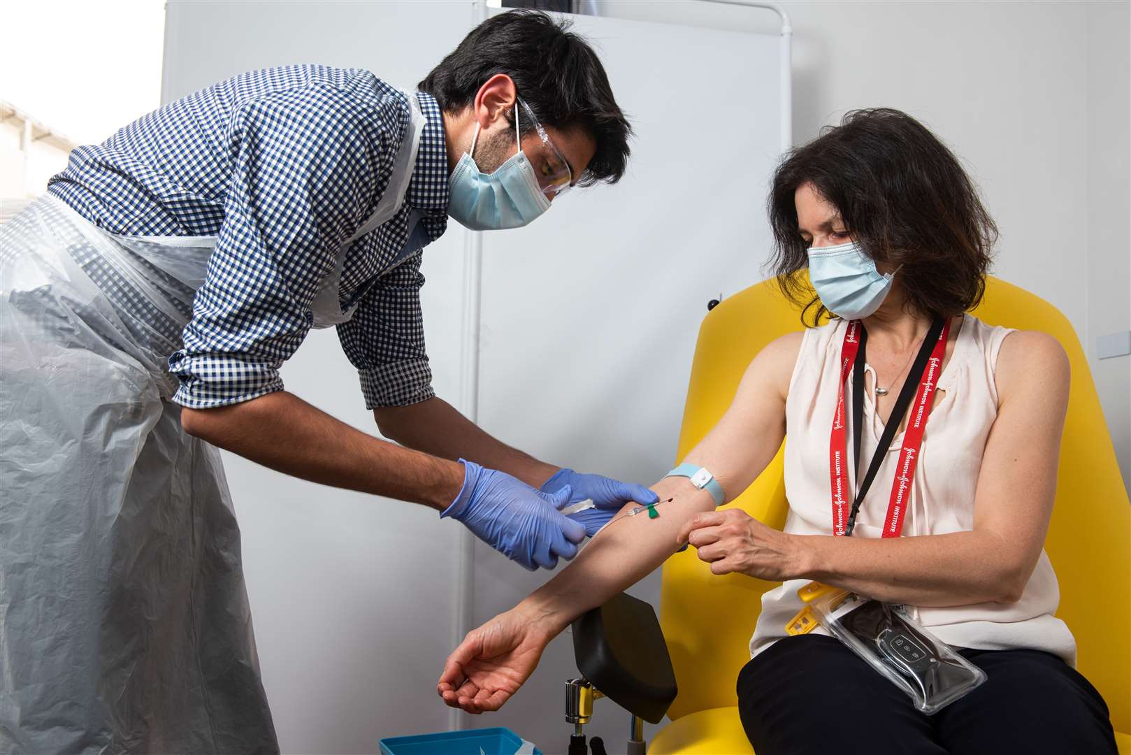 A volunteer being administered the coronavirus vaccine developed by AstraZeneca and Oxford University (John Cairns/University of Oxford/PA)