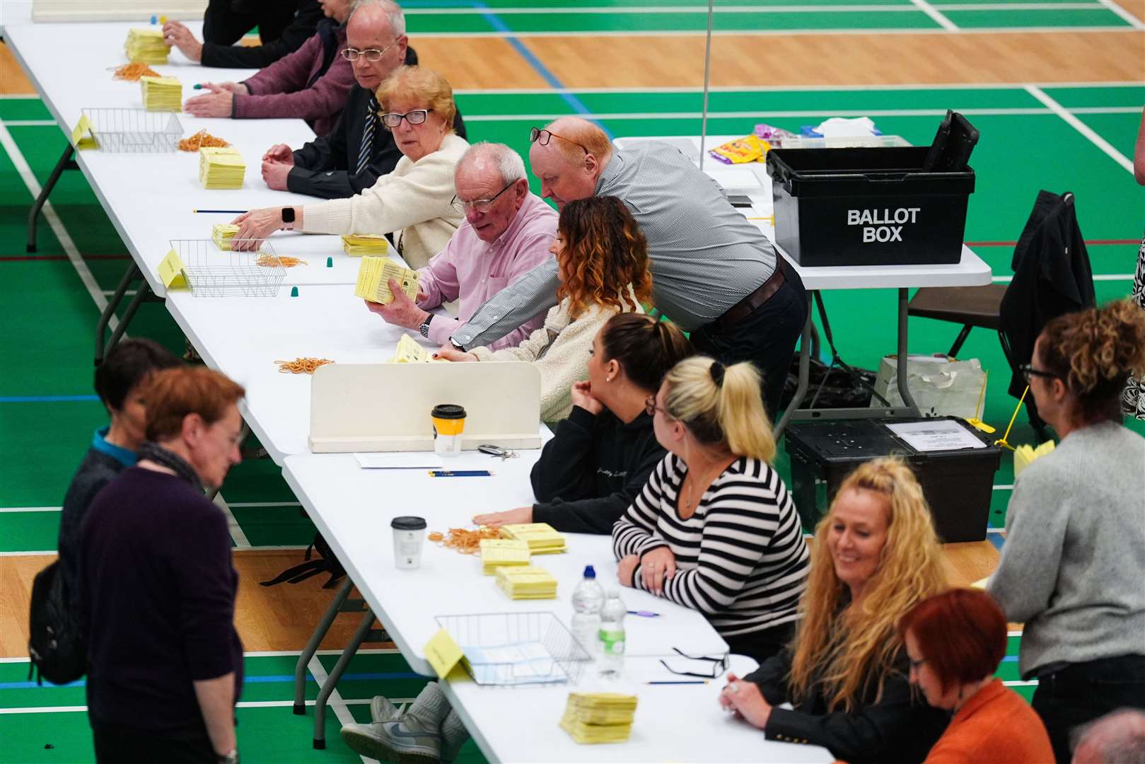 Counting at the Tees Valley mayoral election in the Thornaby Pavilion in Stockton-on-Tees (Owen Humphreys/PA)