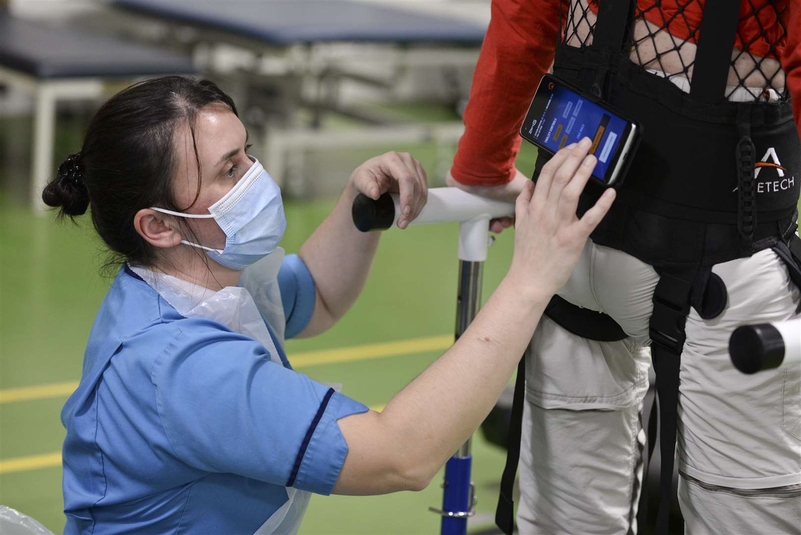 The ZeroG Gait and Balance System is a robotic apparatus where a patient is supported during therapy (Queen Elizabeth National Spinal Injuries Unit/PA)
