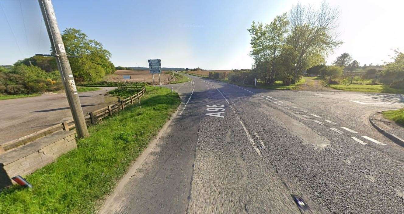 The crash happened on the A98 near the crossroads between the Keith and Nether Dallachy roads...Picture: Google