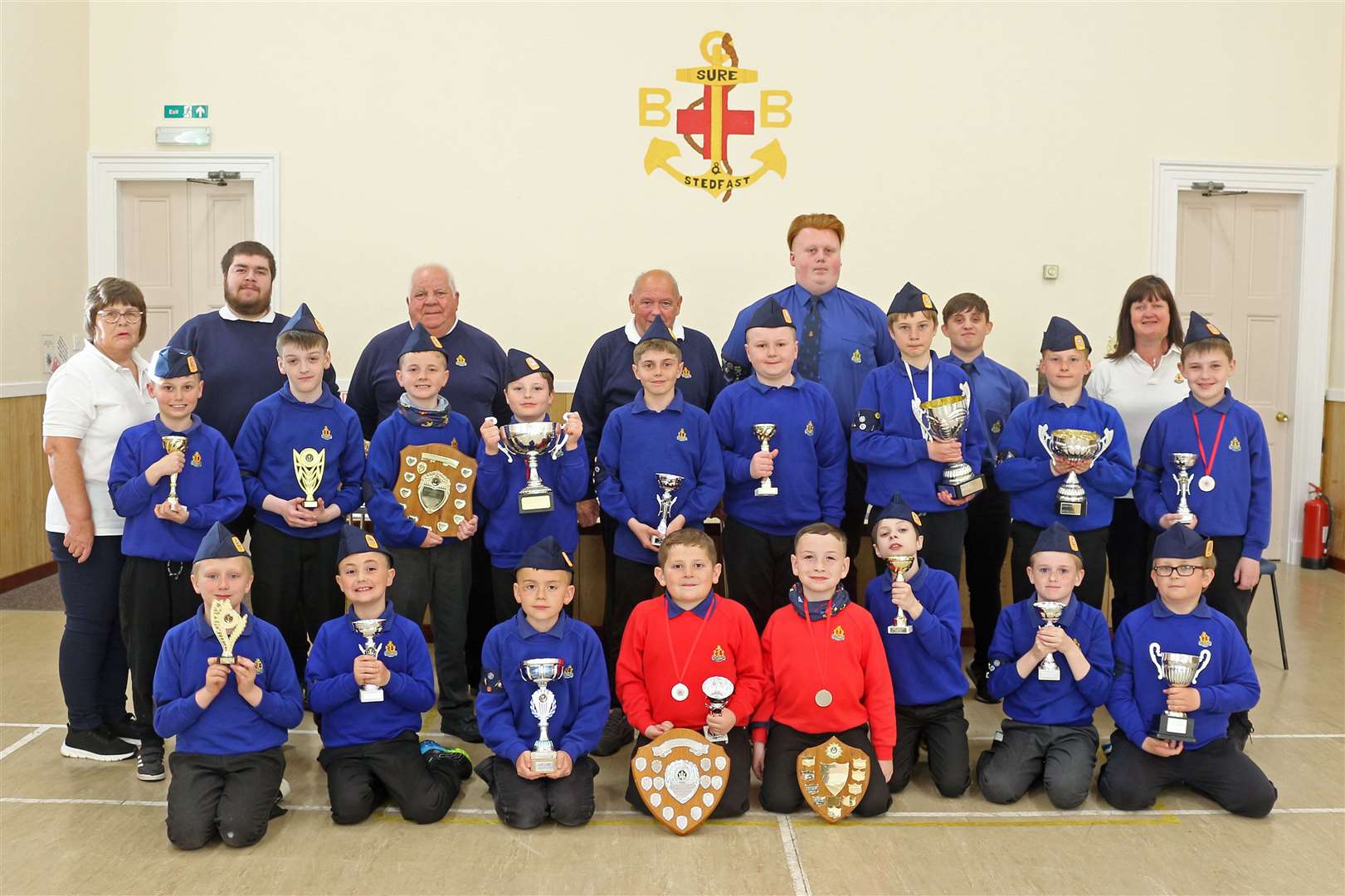 The boys and leaders of the Anchor Boys and Juniors Section with their trophies. Picture: Andrew Taylor