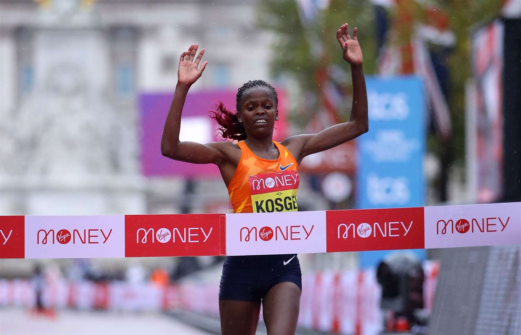 Kenya’s Brigid Kosgei won the elite women’s race (Richard Heathcoate/PA)