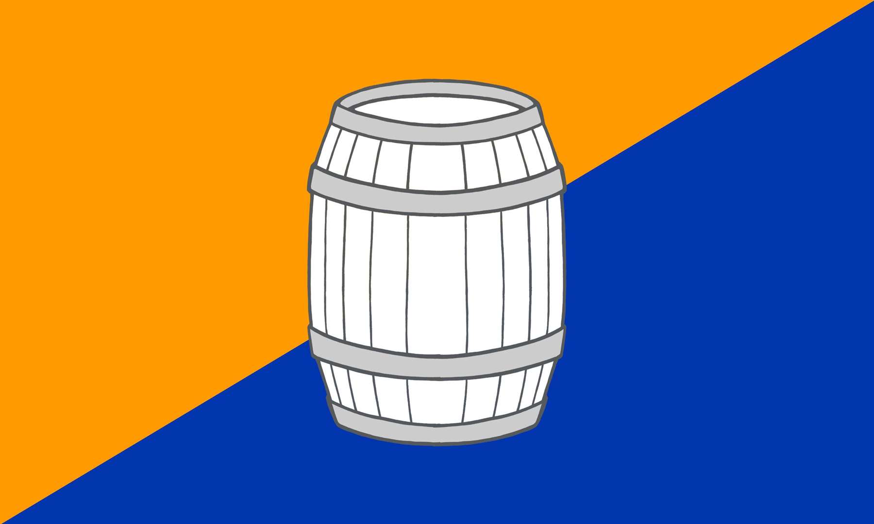 The deep golden colour denotes the whisky industry of the in-land county, while the blue recalls the maritime industries of Banffshire's coast. Over the top is a barrel, an item that was key to both industries across the county from maturing whiskies to storing fish.
