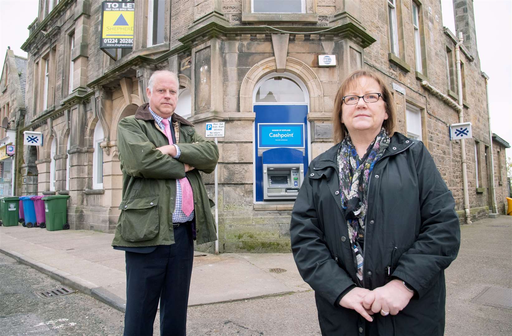 Buckie councillors Neil McLennan and Sonya Warren have voiced numerous local concerns to Bank of Scotland officials about plans to close the branch in Buckie. Picture: Daniel Forsyth
