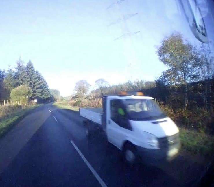 Dashcam images show the vehicle carrying ladders that collieded with the school bus