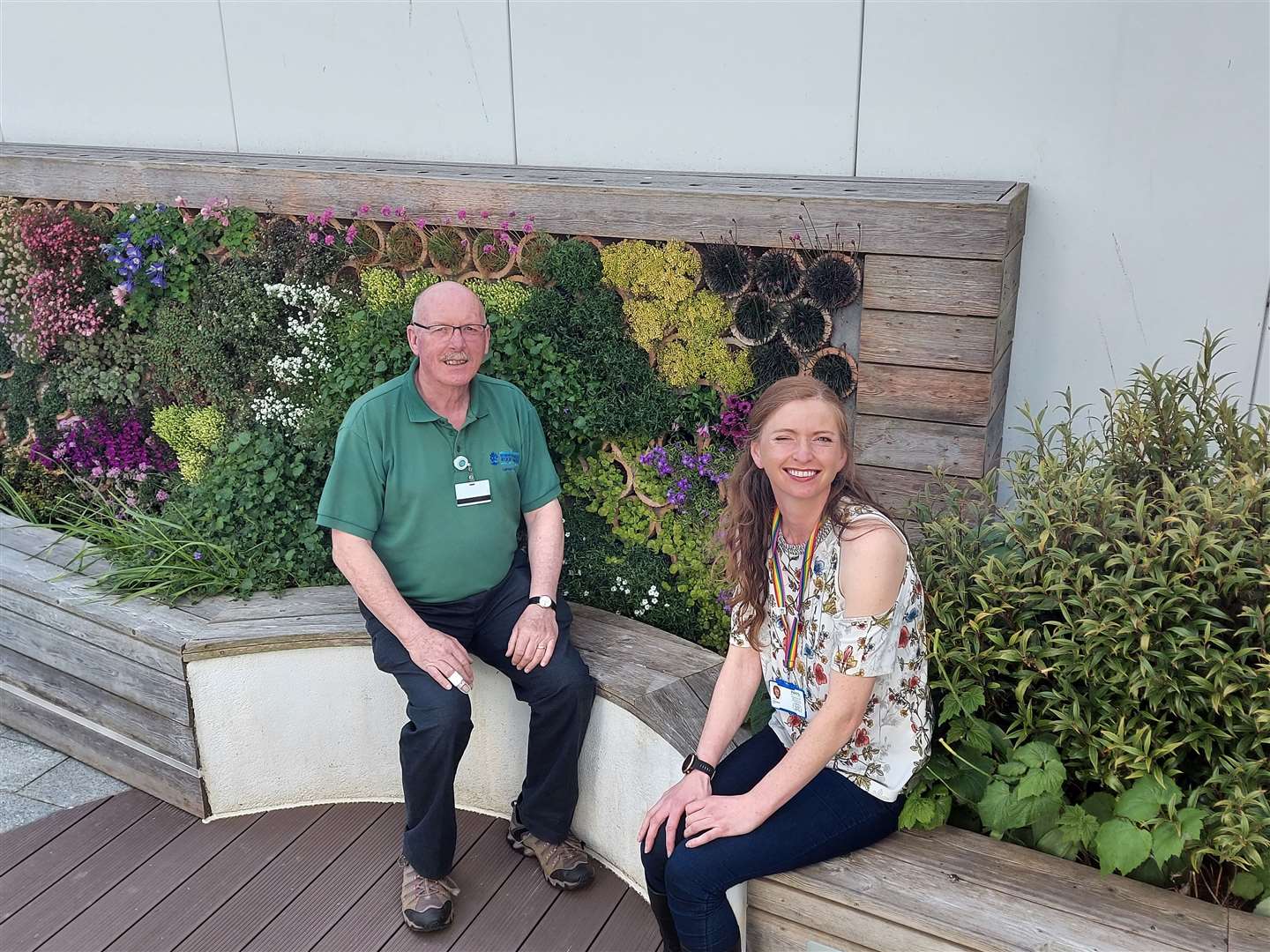 Rev James Falconer and Fiona Black in the Robertson Family Roof Garden.