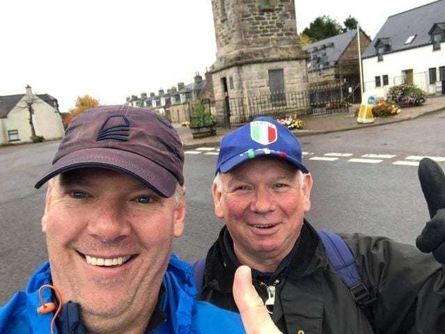 Davie (right) with his friend Michael Louw setting off on the Fishwives Walk during 2020.