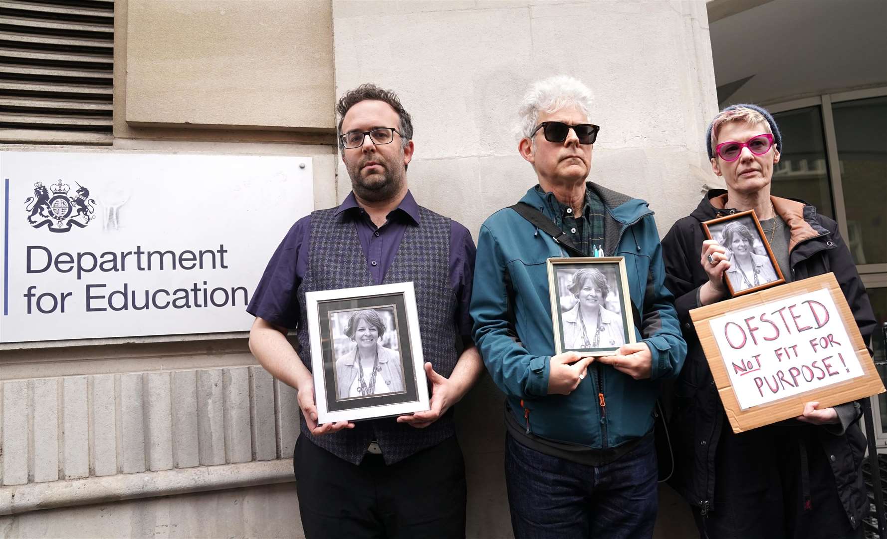 James Denny, George Binette and Amanda Bentham at the Department for Education (Kirsty O’Connor/PA)